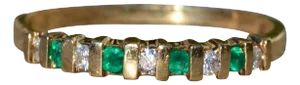 The Essexville: Ladies 14K Yellow Gold Emerald and Diamond Band