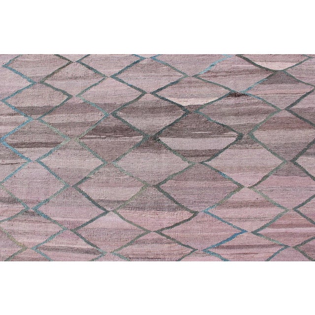 Modern Kilim Rug by Keivan Woven Arts, Wool, Diamond Pattern 8'10 X 11'7 For Sale In Atlanta - Image 6 of 13