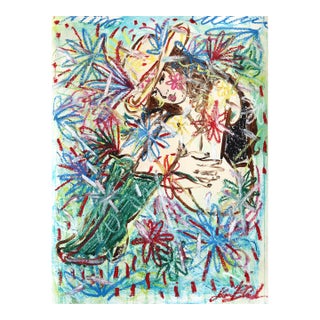 Cowgirl in Bloom - Figurative Pin Up Western Inspired Portrait Art on Paper Original Artwork by Jesse Black For Sale