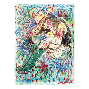 Cowgirl in Bloom - Figurative Pin Up Western Inspired Portrait Art on Paper Original Artwork by Jesse Black
