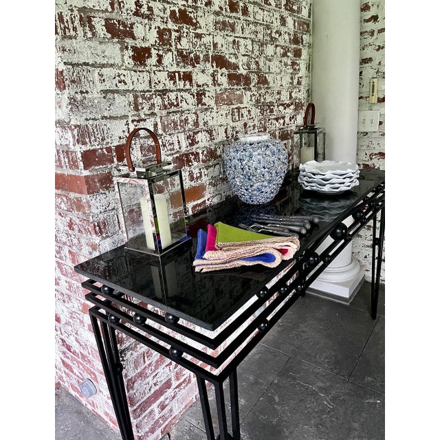This custom console table is ideal for an entry, drinks table, or numerous other possibilities. Very heavy. Dimensions:...