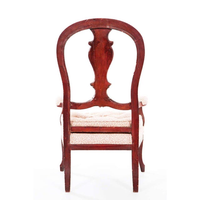 Textile Circa 1860 Red Lacquered French Arm Chairs, a Pair For Sale - Image 7 of 11
