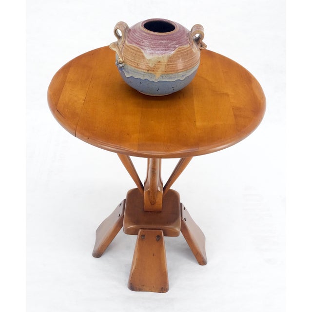 Tangerine Solid Maple Colonial Style Round Center Table Gueridon MINT For Sale - Image 8 of 10