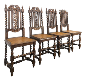 Louis XIII Chairs in Wood, Set of 4