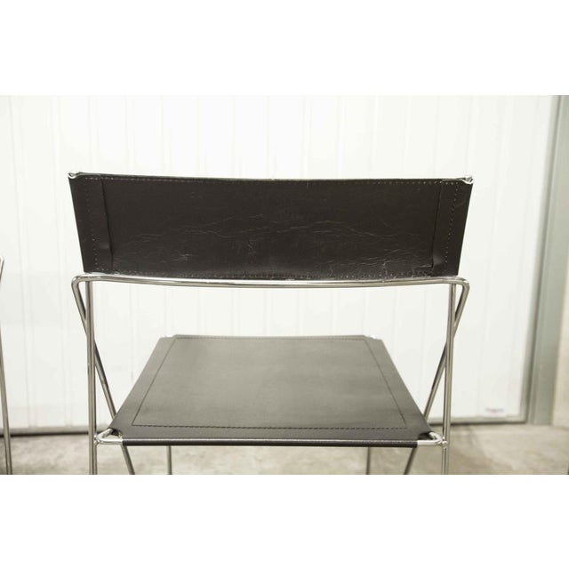 Minimalist Leather Chairs X Line attributed to Niels Jorgen Haugesen for Hybodan, 1970s, Set of 3 For Sale - Image 15 of 18