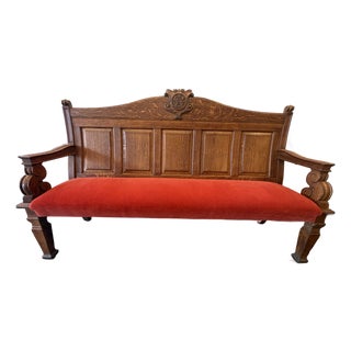 Vintage 19th Century English Oak Church Pew For Sale