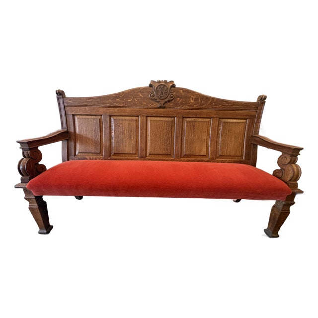 Vintage 19th Century English Oak Church Pew For Sale