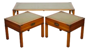 Bevan Funnell Coffee Table with Green Leather Top