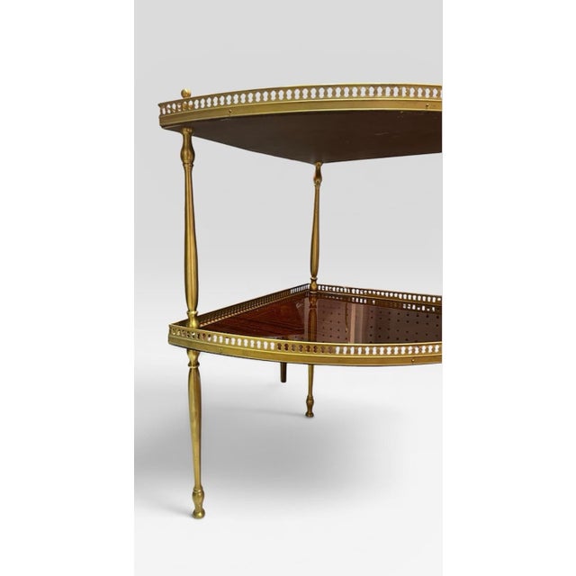 Vintage French Louis XVI Style Lacquered Wood and Brass Table For Sale - Image 4 of 7