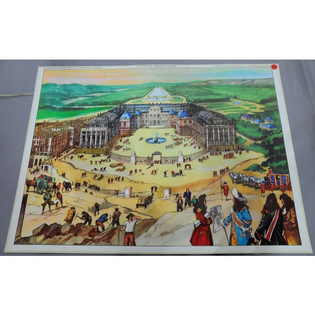 The double sided vintage poster shows the interior of the palace of the Sun King Louis XIV. and on the backside it shows...