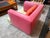 2000 - 2009 Celery Micro-Suede + Rose Pink Leather Chair + Ottoman For Sale - Image 5 of 12