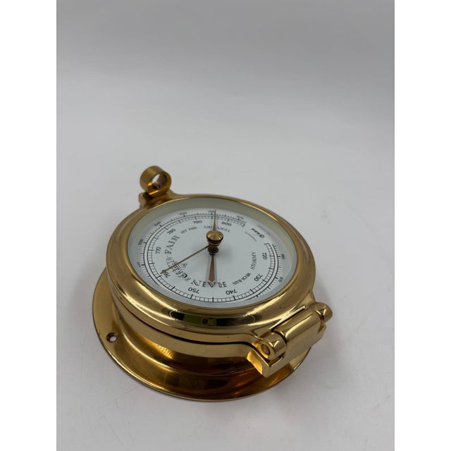 Mid-Century Modern Vintage Brass Ship Barometer, 1950s For Sale - Image 3 of 18