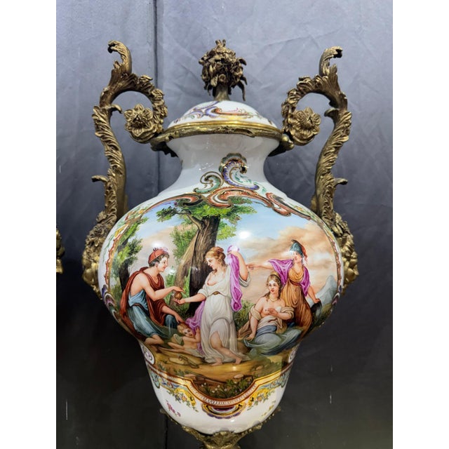 Ceramic Hand-Decorated Porcelain Vases, 1870, Set of 2 For Sale - Image 7 of 9