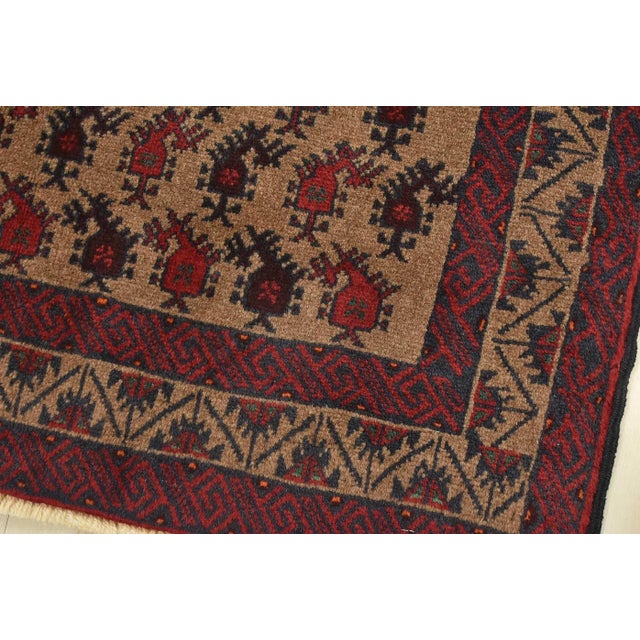 Baloch Rug 3’2” X 5’9” Brown Wool Vintage Tribal Hand-Knotted Carpet For Sale - Image 4 of 13