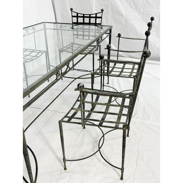 1970s Mario Papperzini for Salterini Iron Patio Dining Set, 6 Chairs & Matching Table, Attributed For Sale - Image 9 of 18