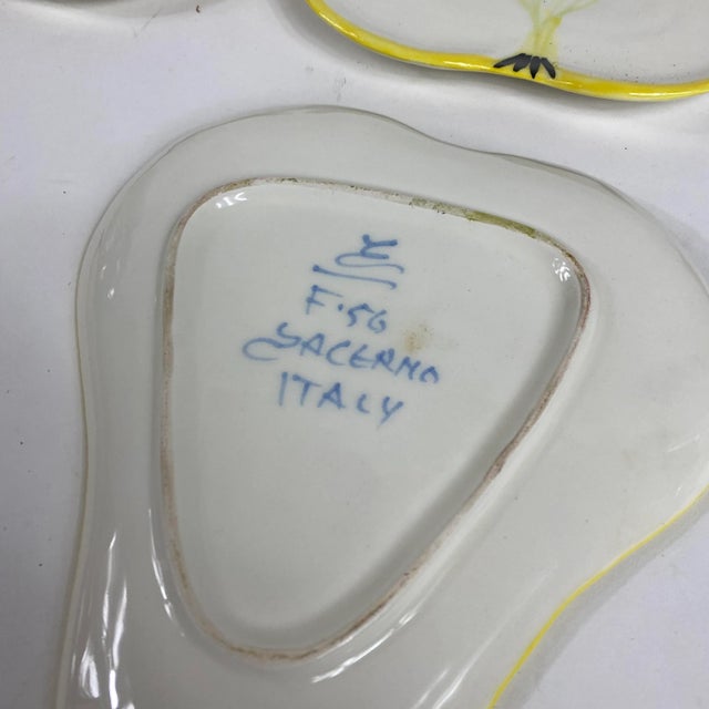 Ceramic Italian Hand Painted Ceramic Pear Plates by Ernestine Canonn, Salerno - Set of 4 For Sale - Image 7 of 8
