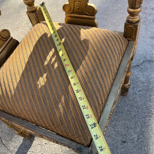 Vintage Gold Wooden Corner Chair With Cushion For Sale - Image 11 of 12