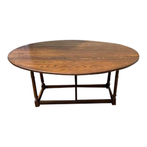 Antique Country Farm Style Solid Oak Drop Leaf Dining Table.