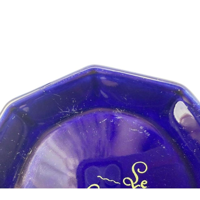 Ceramic Vintage 5-Star Le Grand Hotel Paris Ashtray Trinket Dish Cobalt Blue For Sale - Image 7 of 12
