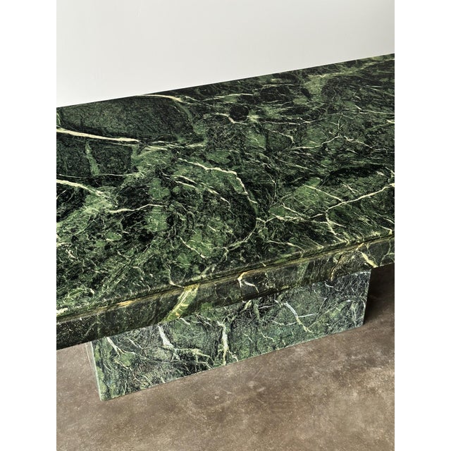 Verde Alpi Marble Pedestal Coffee Table, Italy, 1980s For Sale In Greensboro - Image 6 of 18