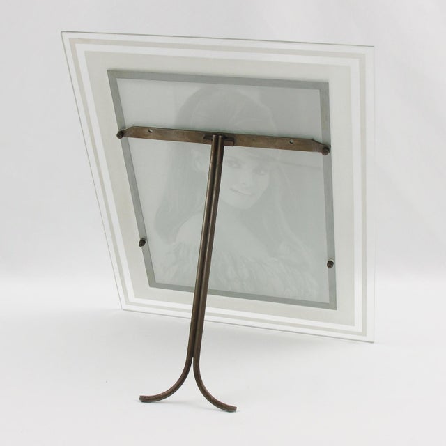 Modernist Frosted Glass and Metal Picture Frame, circa 1940 For Sale - Image 4 of 8