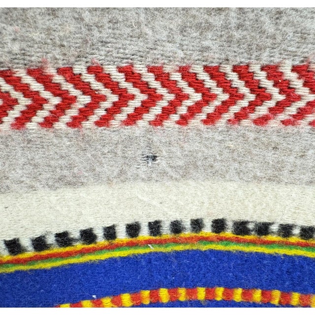 Textile Vintage Mid-Century Mexican Hand-Woven Wool Serape — 83" X 57" For Sale - Image 7 of 9