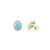 Not Yet Made - Made To Order 14k Gold 4.38 Ct Prong Set Turquoise Cabochon Diamond Halo Stud Earrings- A Pair For Sale - Image 5 of 11