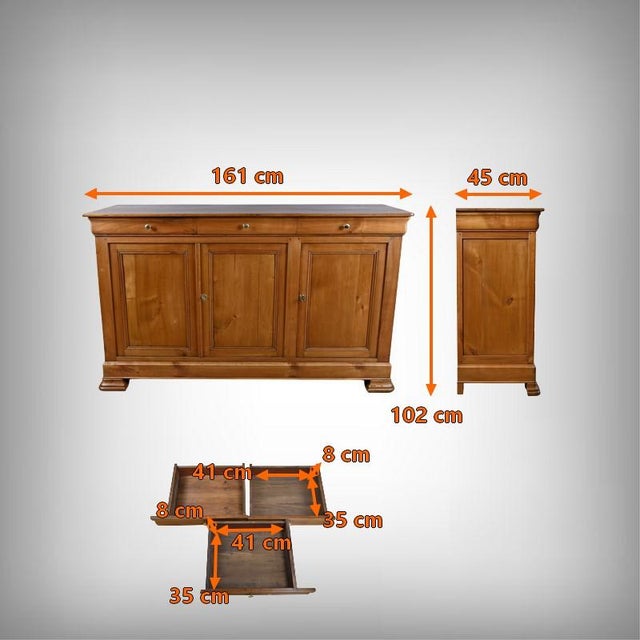 Louis-Philippe Style Sideboard in Cherrywood, 1800s For Sale - Image 17 of 18