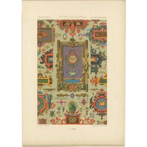 Albert Racinet, Three Monumental Renaissance Ornament Chromolithographs, 1873, Paper For Sale - Image 3 of 9