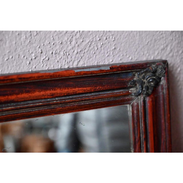 Antique Napoleon III Bohemian Mirror in Painted Faux Wood, 1940s For Sale - Image 4 of 8