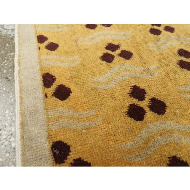 Art Deco Galerie Shabab Collection Mid-20th Century Handmade Turkish Art Deco Throw Rug in Gold and Silver-Grey For Sale - Image 3 of 7