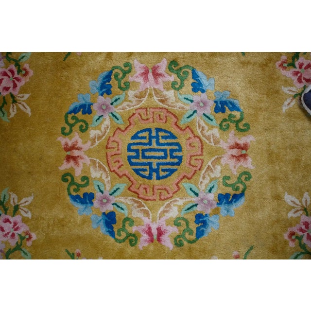 Chinese Golden Rug with Luck Motif For Sale - Image 3 of 8