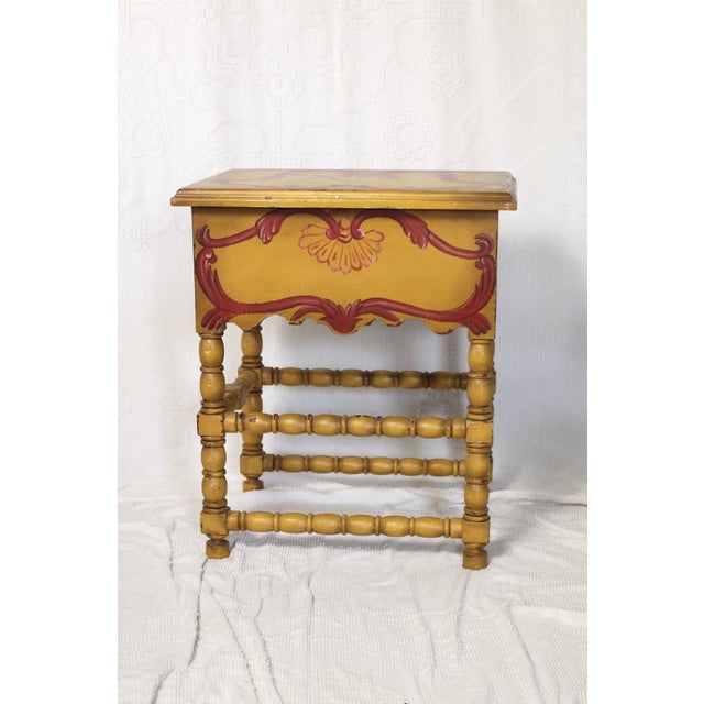 Wood Red and Yellow Handpainted Table From the 1990s by Guildmaster For Sale - Image 7 of 13