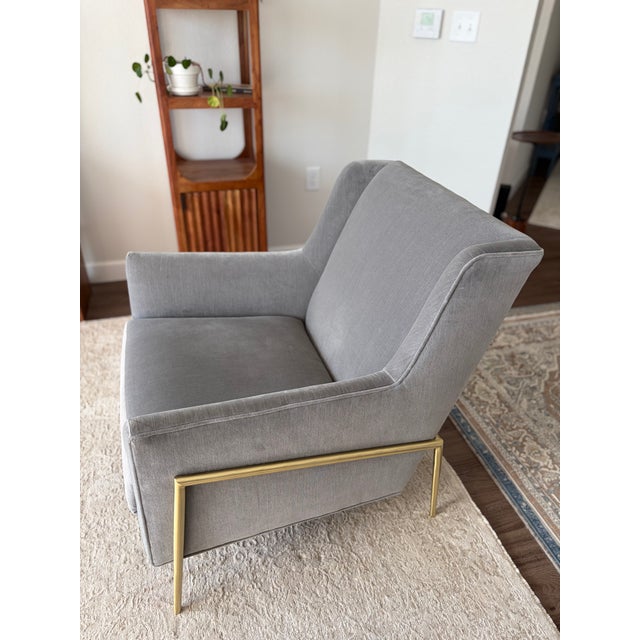 Rh Restoration Hardware Paget Wingback Chair in Velvet Fog For Sale In Minneapolis - Image 6 of 18