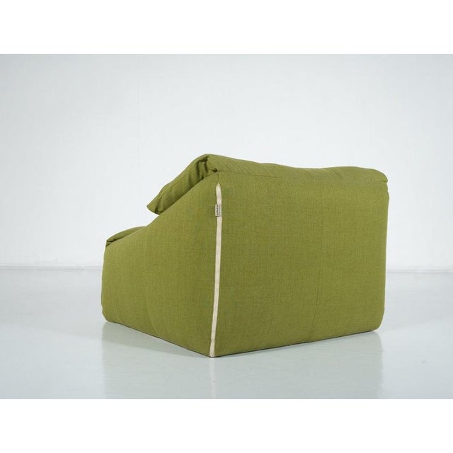 Set of Green Plumy Lounge Chair and Ottoman attributed to Annie Hiéronimus for Cinna, 1980s For Sale - Image 3 of 7