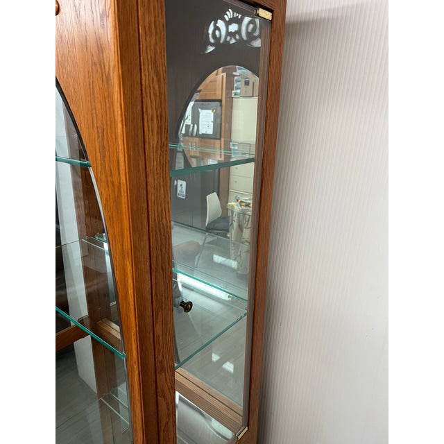 Pulaski Furniture English Oak Lighted Curio Cabinet For Sale - Image 12 of 15