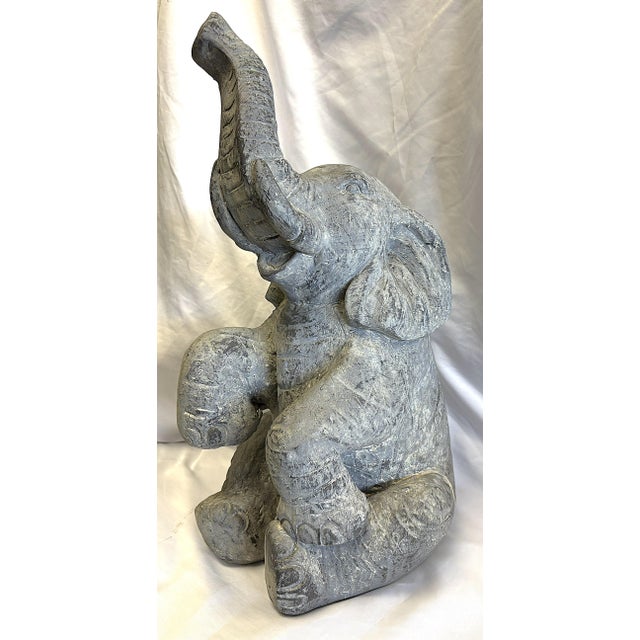 Traditional Vintage Cast Elephant Statue For Sale - Image 3 of 12