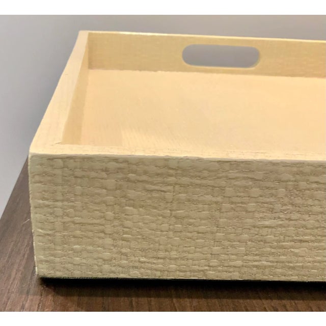 Contemporary Made Goods Organic Modern Off-White Raffia Sutton Tray For Sale - Image 3 of 4