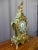 Louis XV period cartel, in green horn veneer with floral motifs, and with an enamelled dial, signed Pierre l'Ainé in...