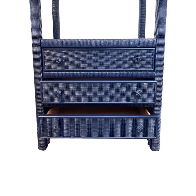 Wood Pair of Henry Link Etageres in Navy For Sale - Image 7 of 10