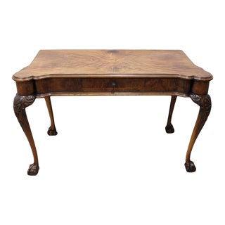 Desk With Burled Wood & Single Drawer For Sale