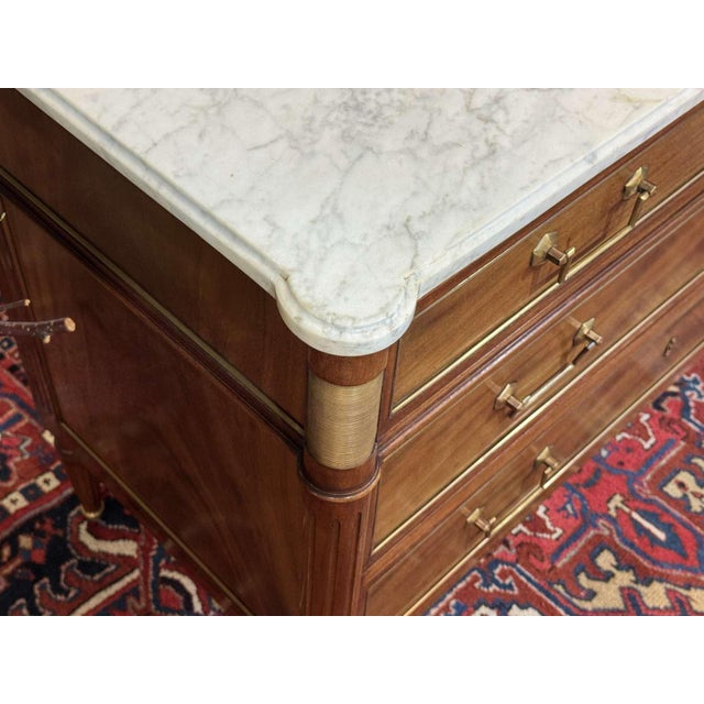 Louis XVI Mahogany Chest of Drawers with Marble Top, 1950s For Sale - Image 10 of 18