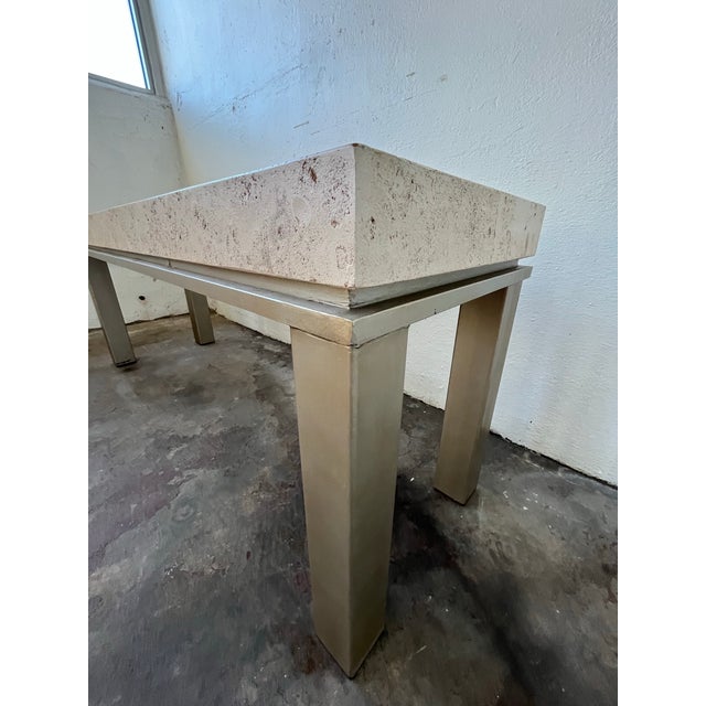 Karl Springer Style Faux Stone Coffee Table, Metal & Resin, Usa For Sale - Image 10 of 12