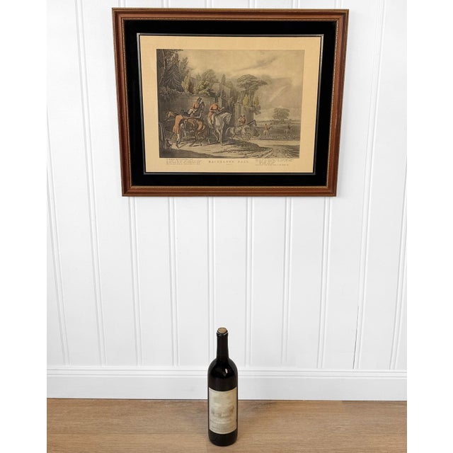 English Antique English Fox Hunt Bachelor’s Hall Plate 1 Framed Art Lithograph For Sale - Image 3 of 9