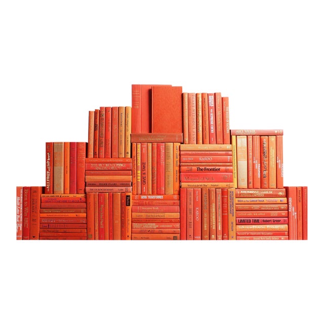 Decorative Books - Grove Book Wall - Set of 100 Orange Books For Sale