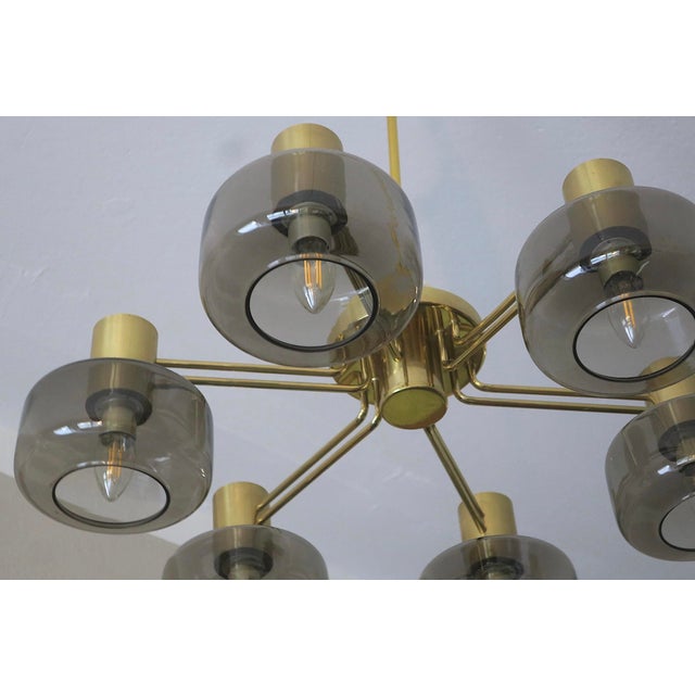 Metal Large Brass and Glass Chandelier from Hans-Agne Jakobsson, Sweden, 1960s For Sale - Image 7 of 11