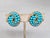 Vintage Signed Crown Trifari Cabochon Faux-Turquoise Clip Earrings-2 Pieces For Sale In Philadelphia - Image 6 of 8