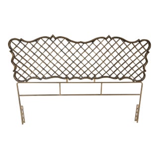 Hollywood Regency Cast Iron French Style Queen Size Headboard For Sale