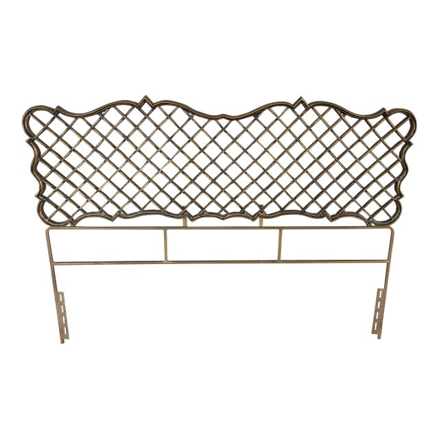Hollywood Regency Cast Iron French Style Queen Size Headboard For Sale