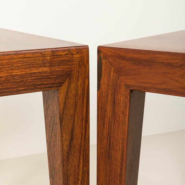 Rosewood Side Tables or Nighstands by Severin Hansen for Haslev, 1960s, Set of 2 For Sale - Image 9 of 13